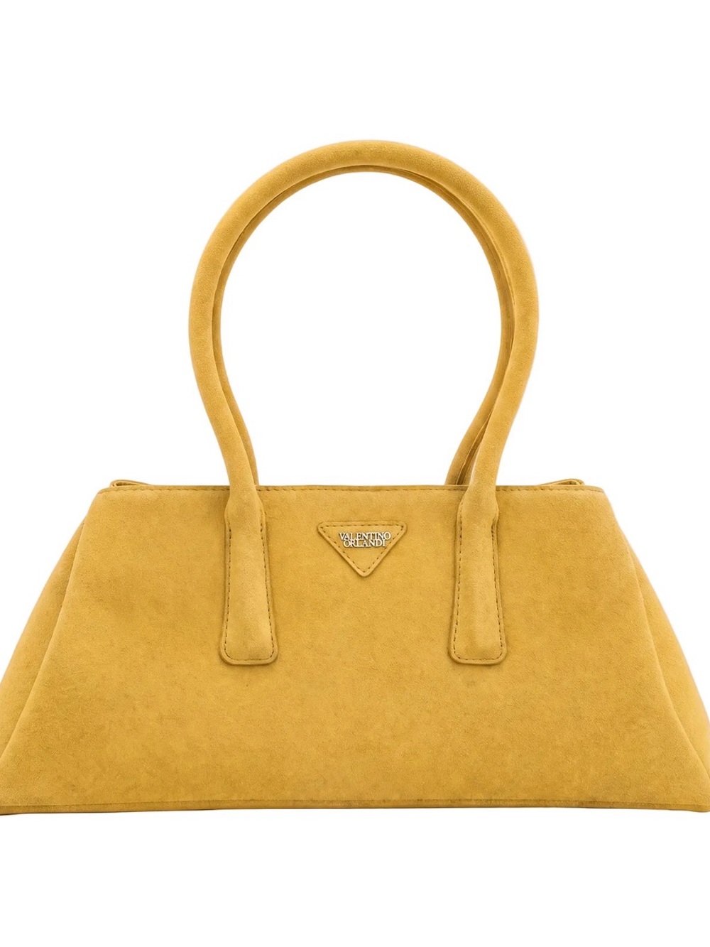 Valentino Orlandi Mustard Yellow Nelly Suede Tote Handbag